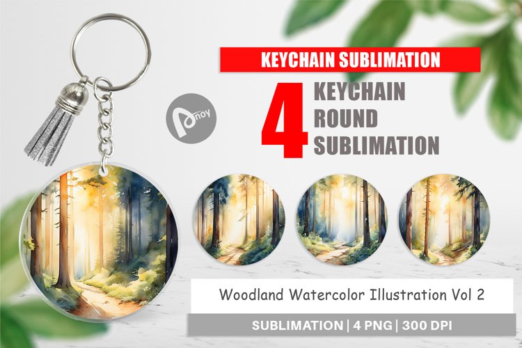 Keychain Woodland Watercolor
