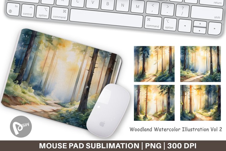 Mouse Pad Woodland Watercolor
