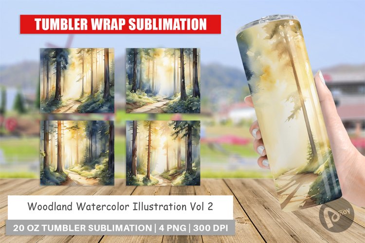 Tumbler Wrap Woodland Watercolor