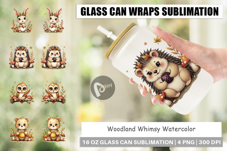 Woodland Whimsy Glass Can