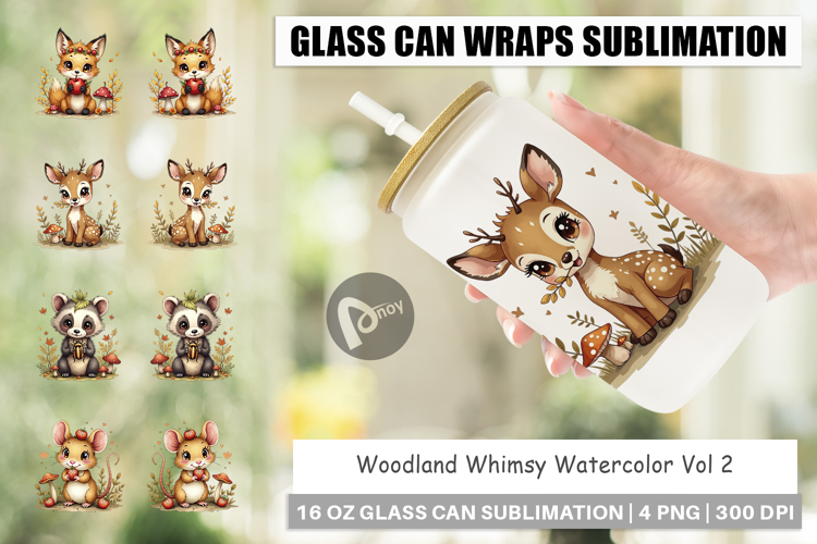 Woodland Whimsy Glass Can