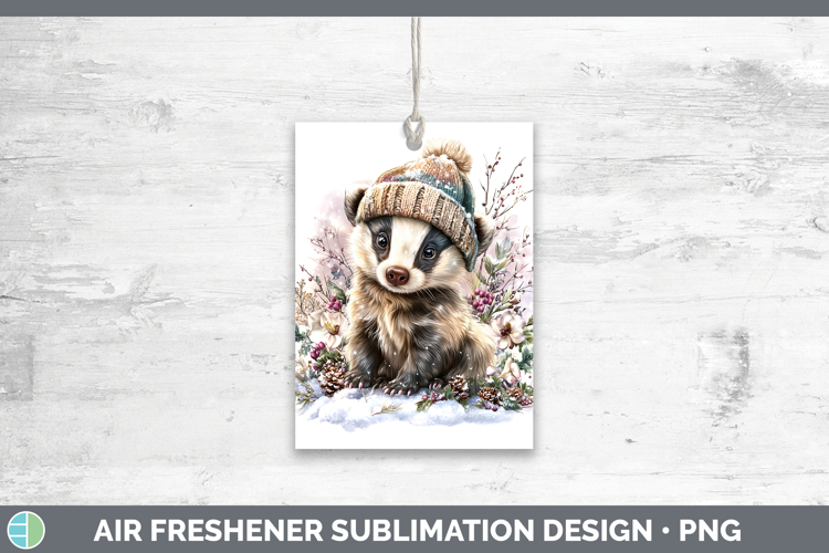 Badger Woodland Winter Knit Hat Air Freshener Sublimation De