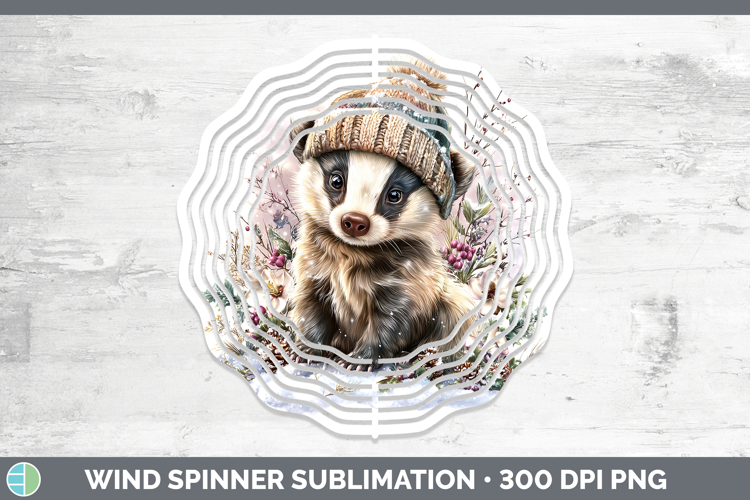 Badger Woodland Winter Knit Hat Wind Spinner Sublimation Des