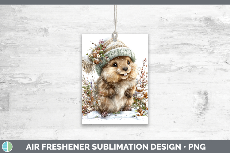 Beaver Woodland Winter Knit Hat Air Freshener Sublimation De