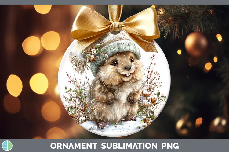 Beaver Woodland Winter Knit Hat Ornament Sublimation Design