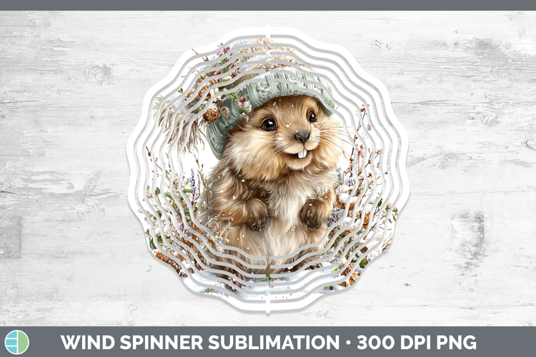 Beaver Woodland Winter Knit Hat Wind Spinner Sublimation Des