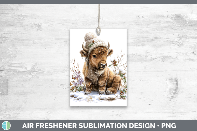 Bison Woodland Winter Knit Hat Air Freshener Sublimation Des