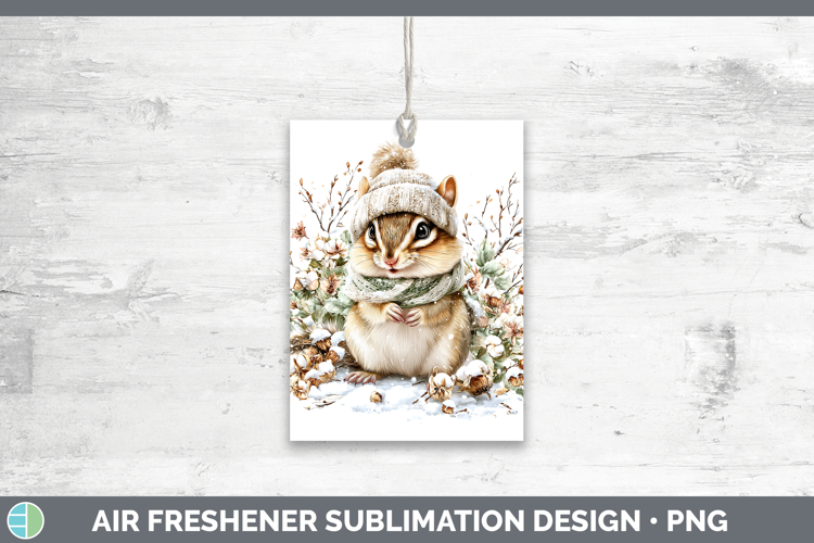 Chipmunk Woodland Winter Knit Hat Air Freshener Sublimation