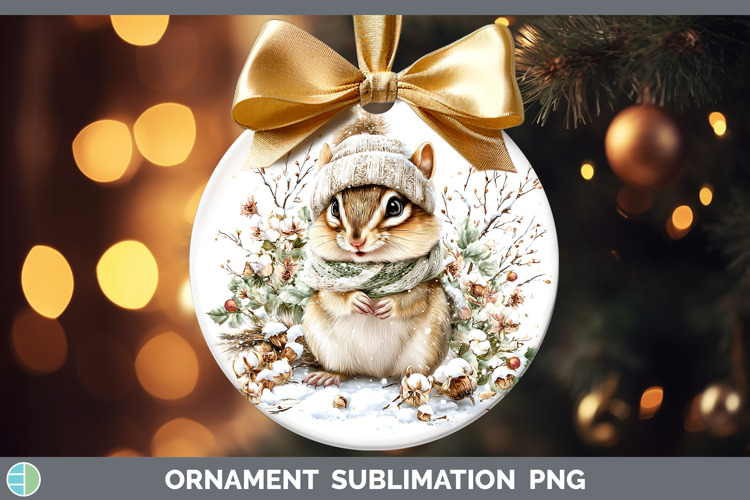 Chipmunk Woodland Winter Knit Hat Ornament Sublimation Desig