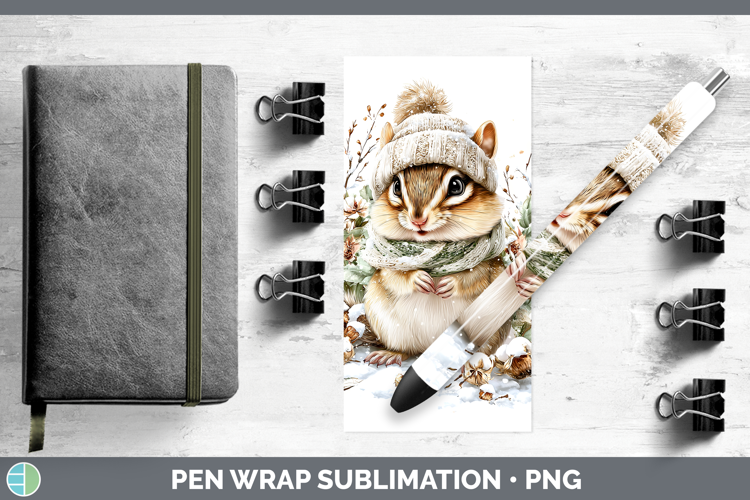 Chipmunk Woodland Winter Knit Hat Pen Wrap Sublimation Desig