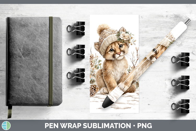 Cougar Woodland Winter Knit Hat Pen Wrap Sublimation Design