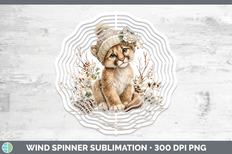 Cougar Woodland Winter Knit Hat Wind Spinner Sublimation Des