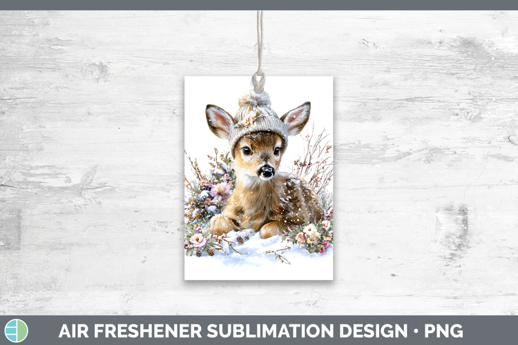 Deer Woodland Winter Knit Hat Air Freshener Sublimation Desi