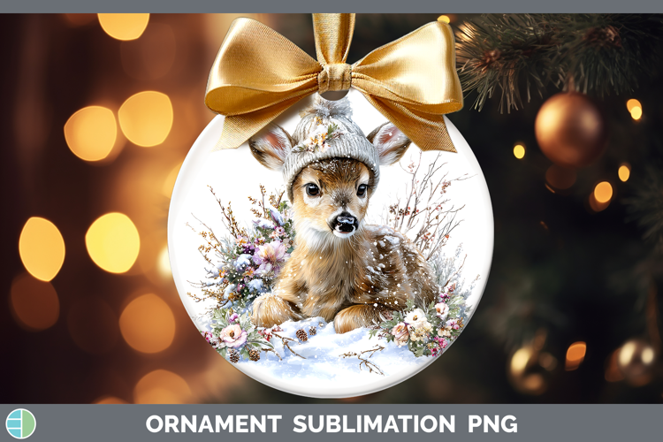 Deer Woodland Winter Knit Hat Ornament Sublimation Design