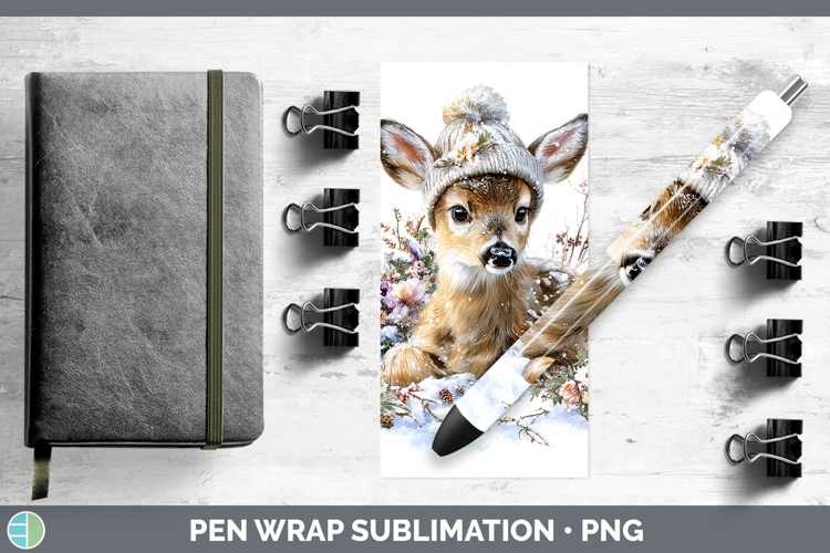 Deer Woodland Winter Knit Hat Pen Wrap Sublimation Design