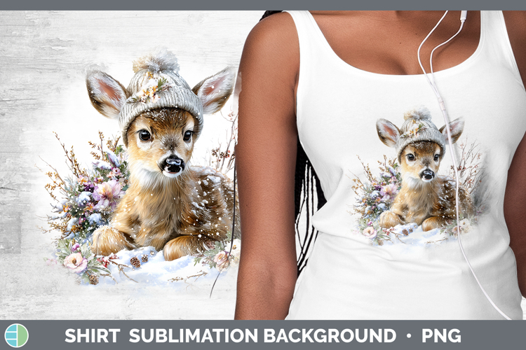Deer Woodland Winter Knit Hat Shirt Sublimation Design