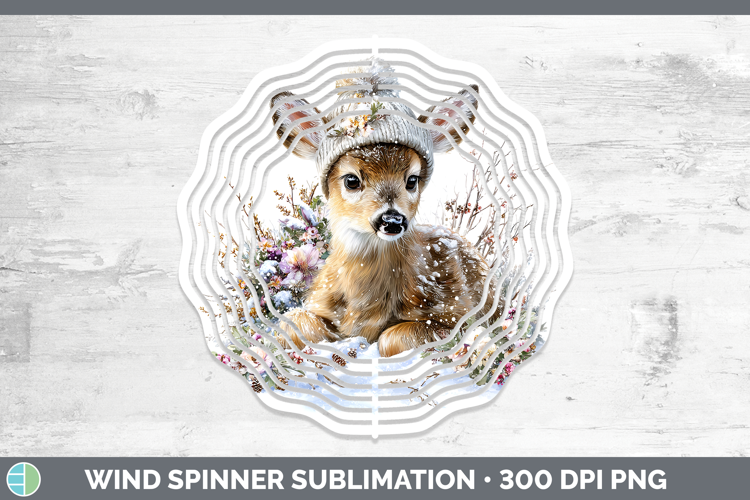 Deer Woodland Winter Knit Hat Wind Spinner Sublimation Desig