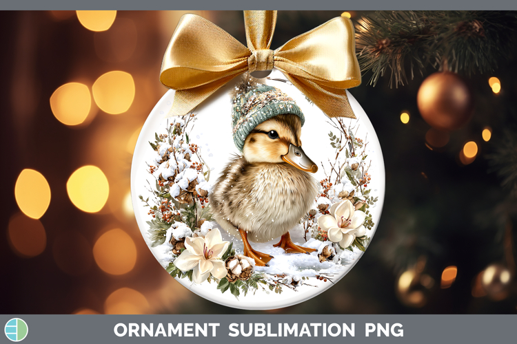 Duck Woodland Winter Knit Hat Ornament Sublimation Design