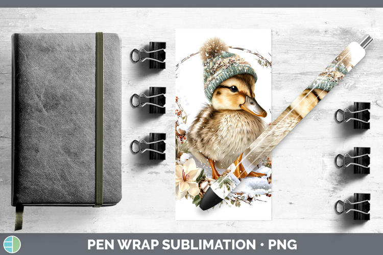 Duck Woodland Winter Knit Hat Pen Wrap Sublimation Design