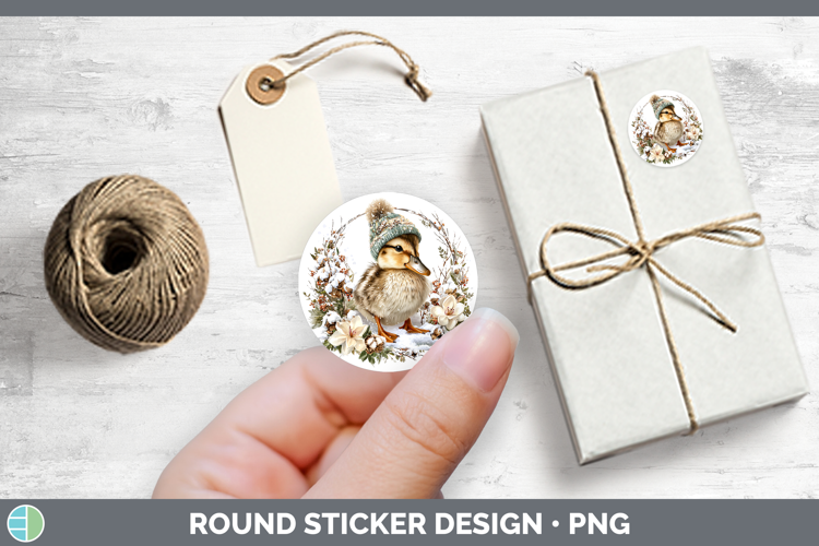 Duck Woodland Winter Knit Hat Stickers Design