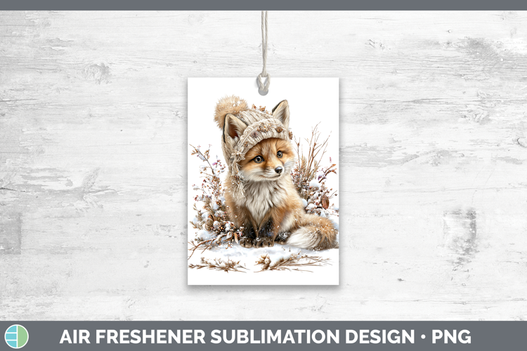 Fox Woodland Winter Knit Hat Air Freshener Sublimation Desig