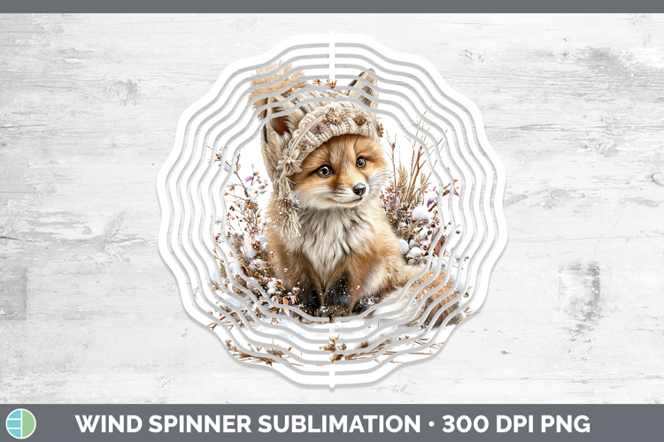 Fox Woodland Winter Knit Hat Wind Spinner Sublimation Design