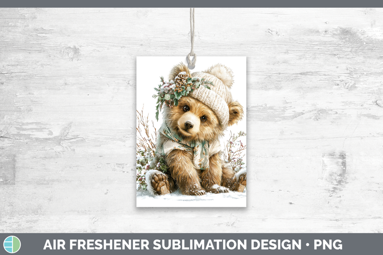 Grizzly Bear Woodland Winter Knit Hat Air Freshener Sublimat