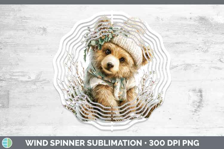 Grizzly Bear Woodland Winter Knit Hat Wind Spinner Sublimati