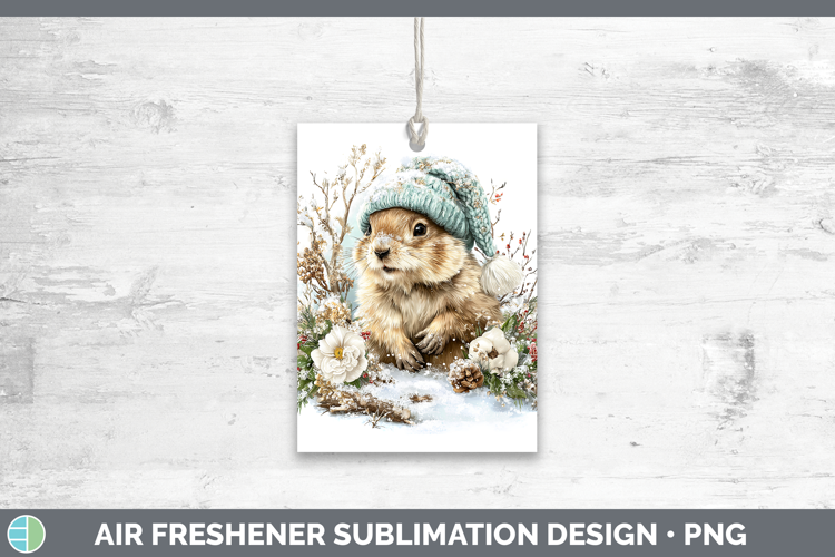 Groundhog Woodland Winter Knit Hat Air Freshener Sublimation