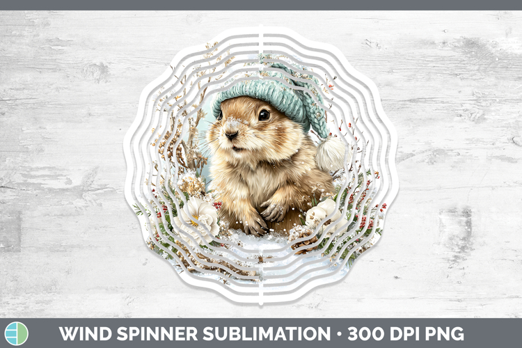 Groundhog Woodland Winter Knit Hat Wind Spinner Sublimation