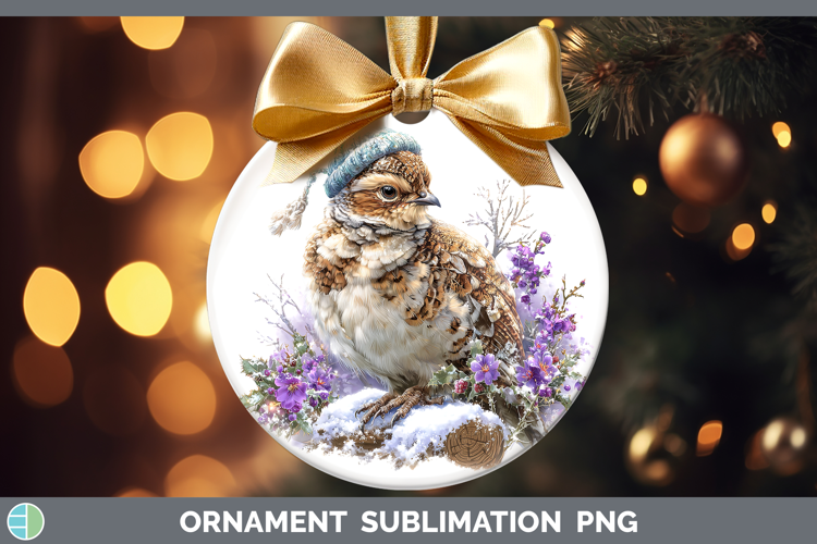 Grouse Woodland Winter Knit Hat Ornament Sublimation Design