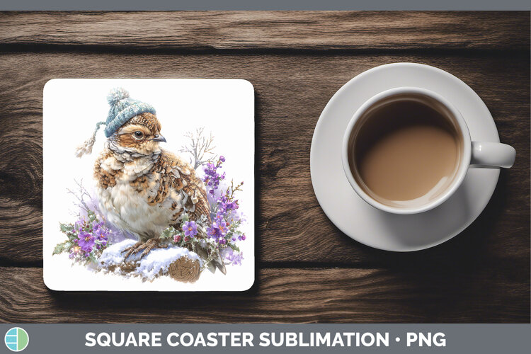 GorgeousWoodland Winter Knit Hat Square Coaster design.