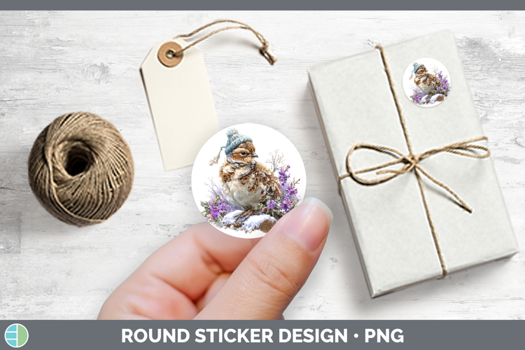 Grouse Woodland Winter Knit Hat Stickers Design