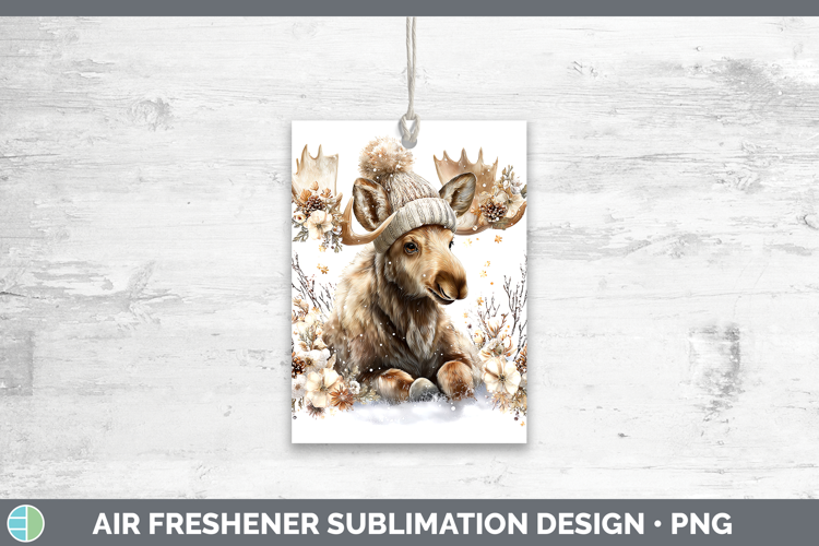 Moose Woodland Winter Knit Hat Air Freshener Sublimation Des