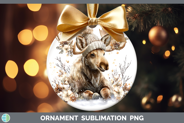 Moose Woodland Winter Knit Hat Ornament Sublimation Design