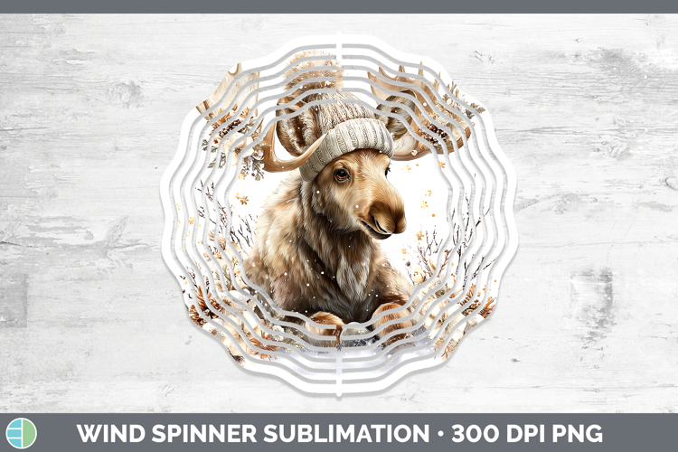 Moose Woodland Winter Knit Hat Wind Spinner Sublimation Desi