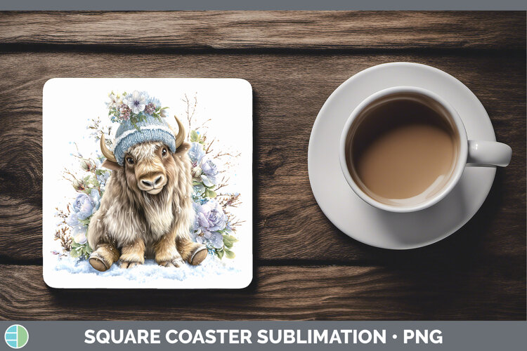 GorgeousWoodland Winter Knit Hat Square Coaster design.