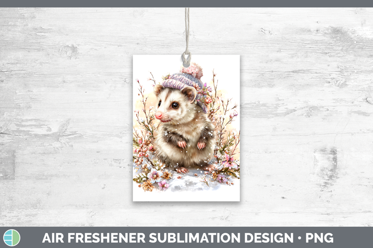 Opossum Woodland Winter Knit Hat Air Freshener Sublimation D