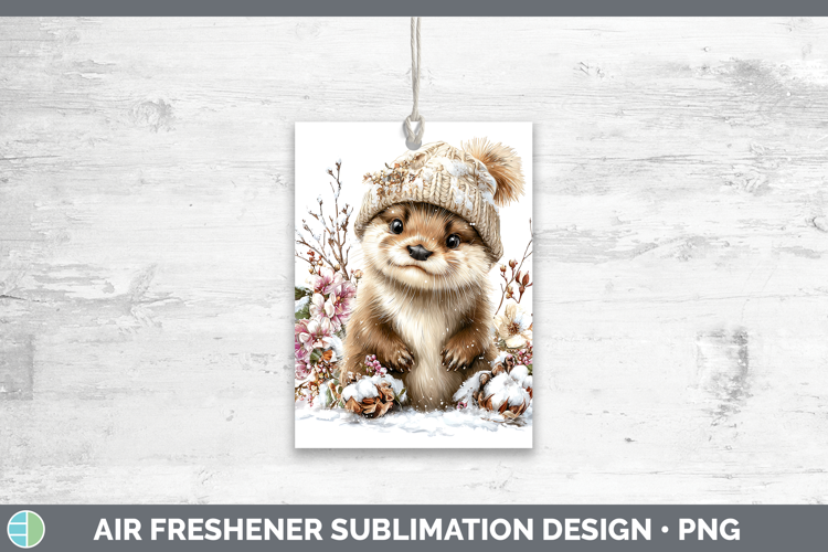 Otter Woodland Winter Knit Hat Air Freshener Sublimation Des