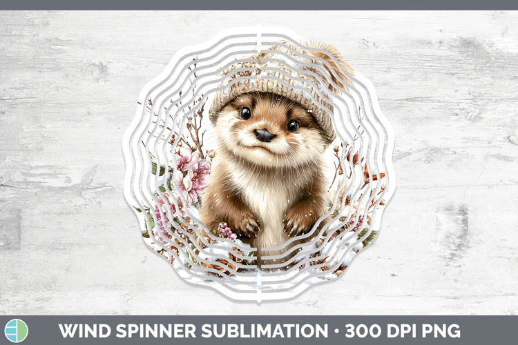 Otter Woodland Winter Knit Hat Wind Spinner Sublimation Desi