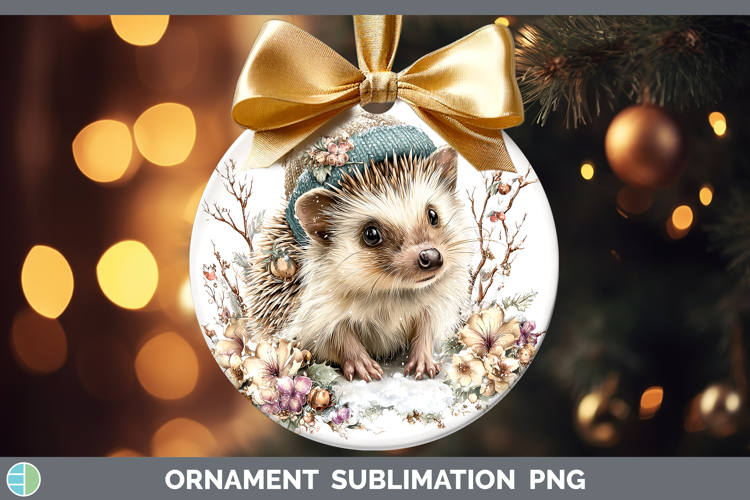 Porcupine Woodland Winter Knit Hat Ornament Sublimation Desi