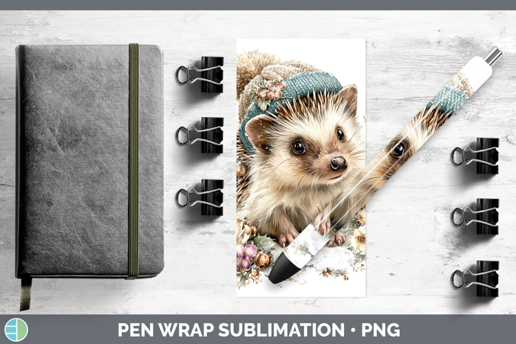 Porcupine Woodland Winter Knit Hat Pen Wrap Sublimation Desi
