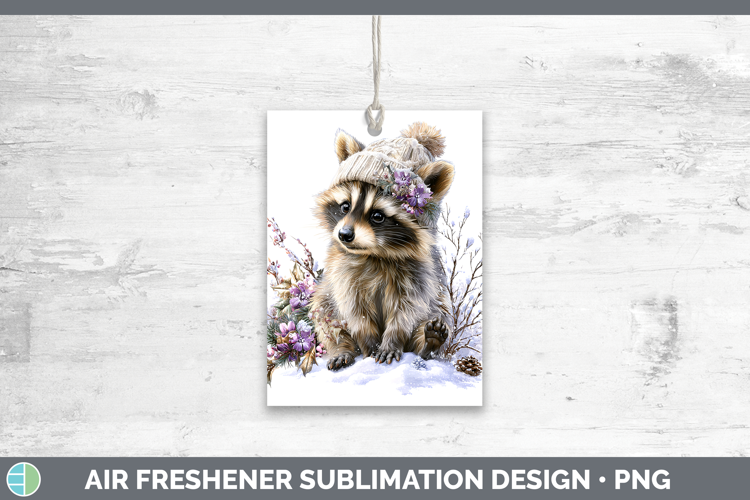 Raccoon Woodland Winter Knit Hat Air Freshener Sublimation D