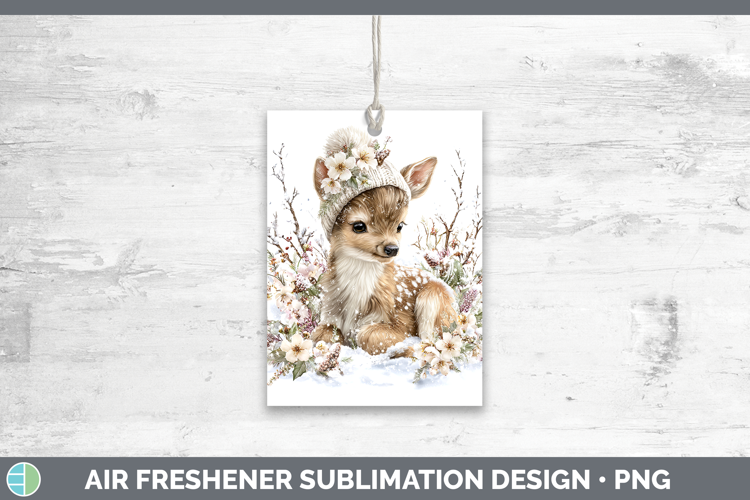 Reindeer Woodland Winter Knit Hat Air Freshener Sublimation