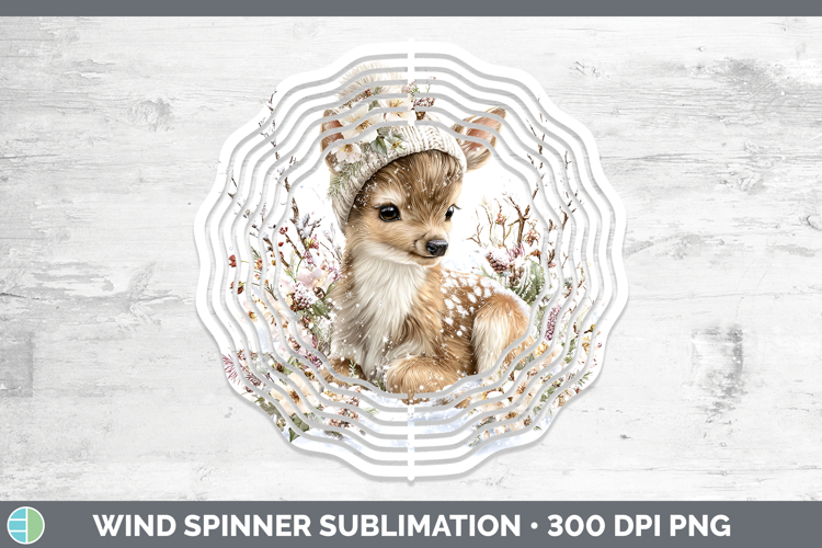 Reindeer Woodland Winter Knit Hat Wind Spinner Sublimation D