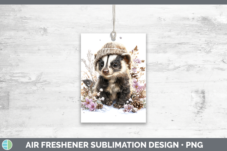 Skunk Woodland Winter Knit Hat Air Freshener Sublimation Des