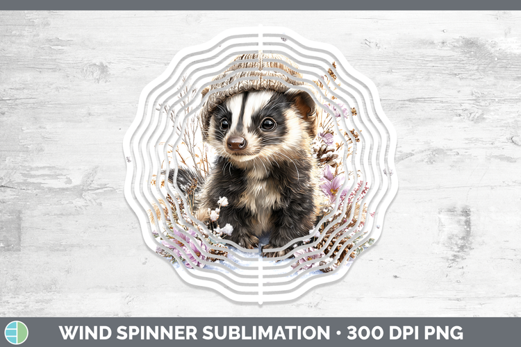 Skunk Woodland Winter Knit Hat Wind Spinner Sublimation Desi