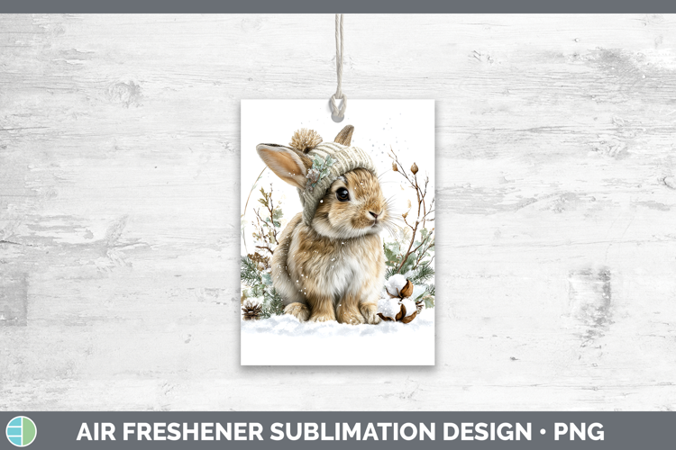 Snowshoe Hare Woodland Winter Knit Hat Air Freshener Sublima
