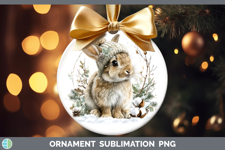 Snowshoe Hare Woodland Winter Knit Hat Ornament Sublimation