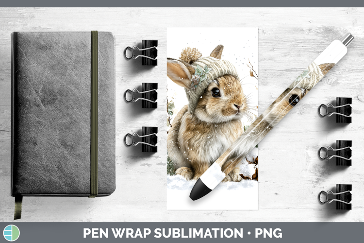 Snowshoe Hare Woodland Winter Knit Hat Pen Wrap Sublimation